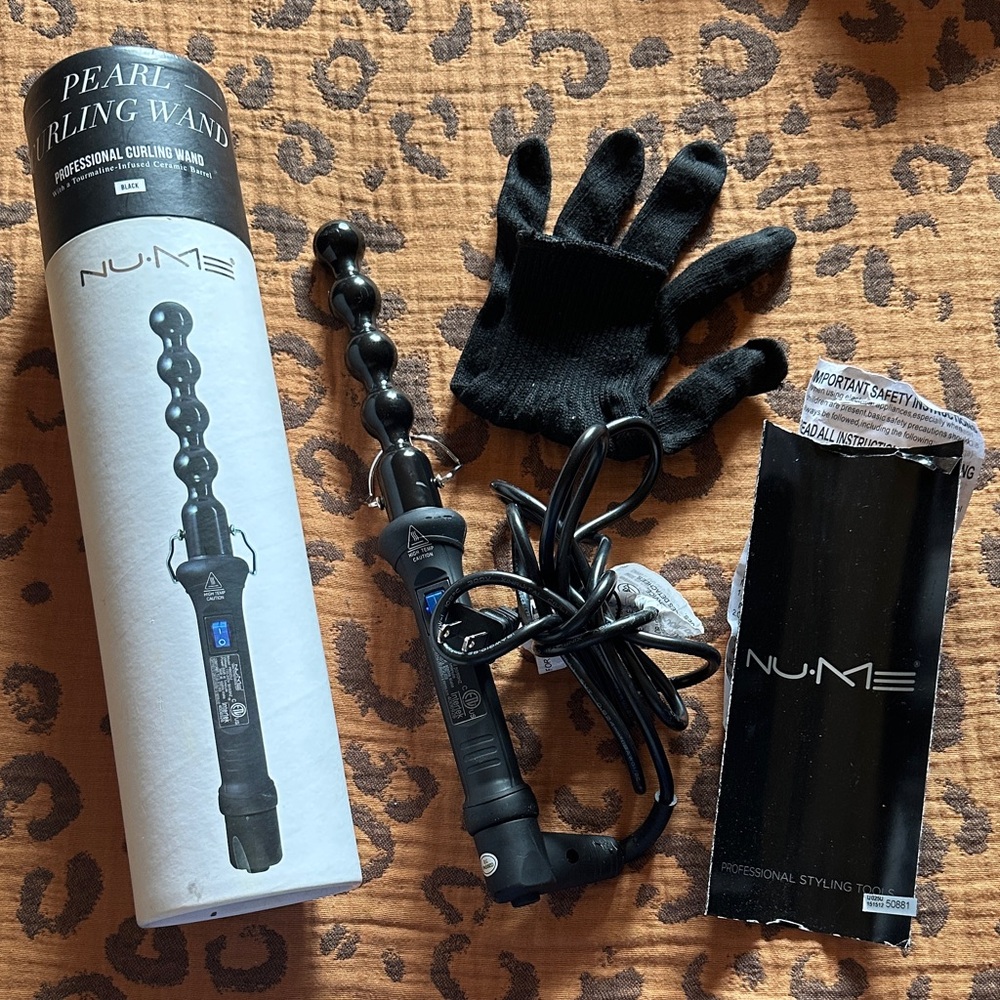 NuMe Pearl Black Curling Wand Set